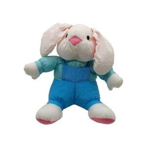 Bunny Rabbit Sitting Plush Nylon Easter Spring White Green James Alex 10"